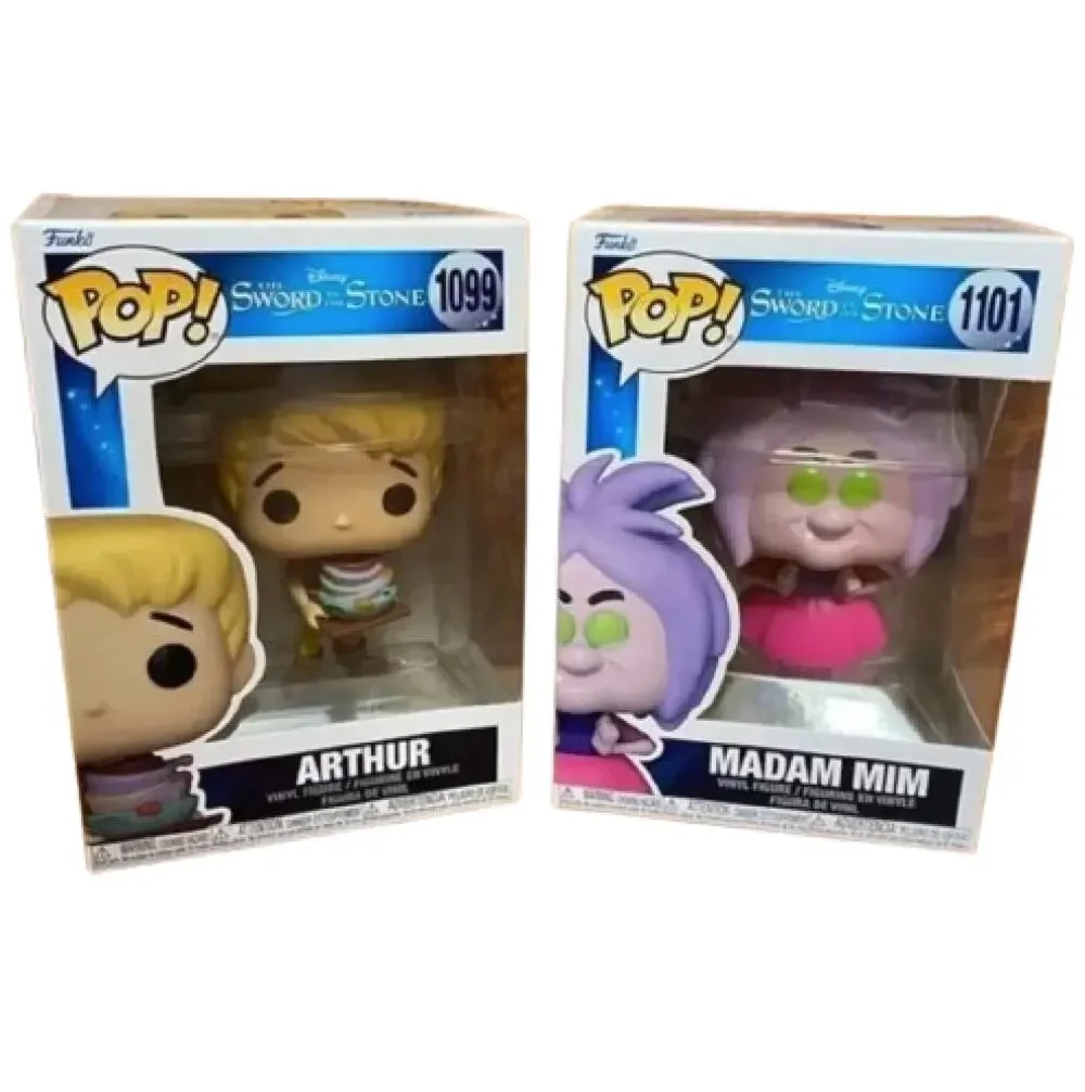 FUNKO POP Disney The Sword In The Stone Arthur 1099 & Madam Mim 1101 4 Inch